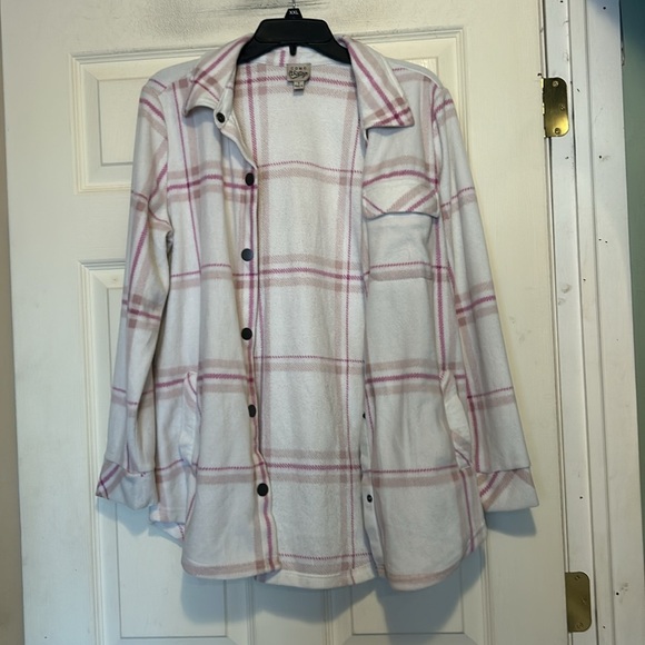 Como Vintage Flannel Jacket Size Small Women's Pink White - Picture 5 of 8